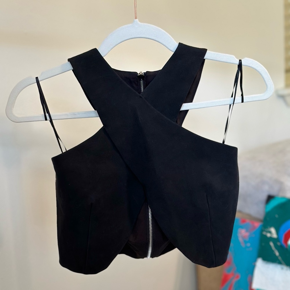 Black Cross Crop Top